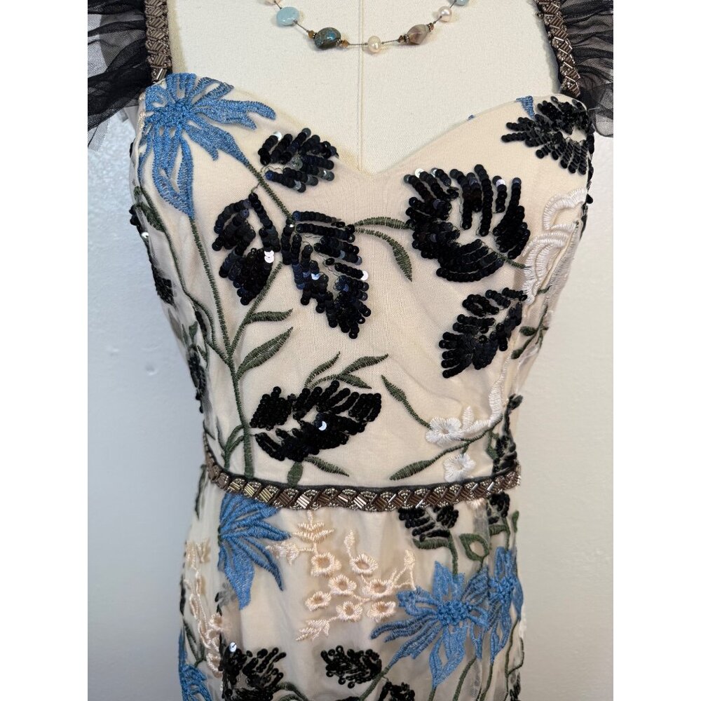 Lulus Show Stopper Cream Embroidered Sequin Bodycon Midi Dress Medium Wedding - Picture 13 of 16